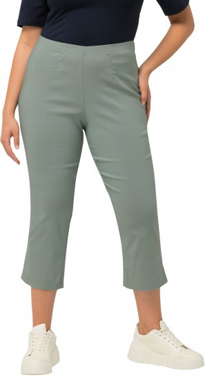 Ulla Popken Stretch Basic Bengaline Capri Pants Light Moss Green - Jeans & Calças Femininas em Tamanhos Grandes – Plus Size - 
