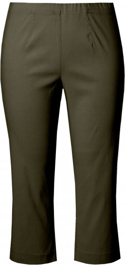 Ulla Popken Stretch Basic Bengaline Capri Pants Forest Forest Green - Jeans & Calças Femininas em Tamanhos Grandes – Plus Size - 
