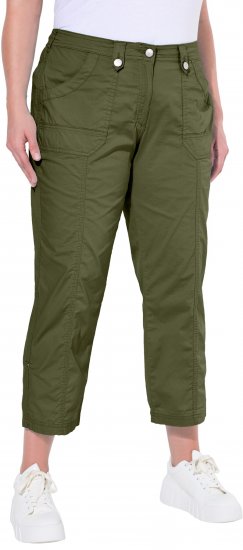 Ulla Popken Roll Tab Hem Stretch Cargo Pants Green - Jeans & Calças Femininas em Tamanhos Grandes – Plus Size - 