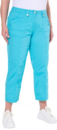 Ulla Popken Roll Tab Hem Stretch Cargo Pants Deep Aqua - Jeans & Calças Femininas em Tamanhos Grandes – Plus Size - 