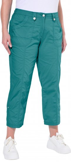 Ulla Popken Roll Tab Hem Stretch Cargo Pants Teal - Jeans & Calças Femininas em Tamanhos Grandes – Plus Size - 