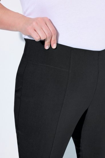 Ulla Popken Bengaline Elastic Waist Stretch Capri Pants Black - Calças de tecido - Calças Largas Femininas Plus Size