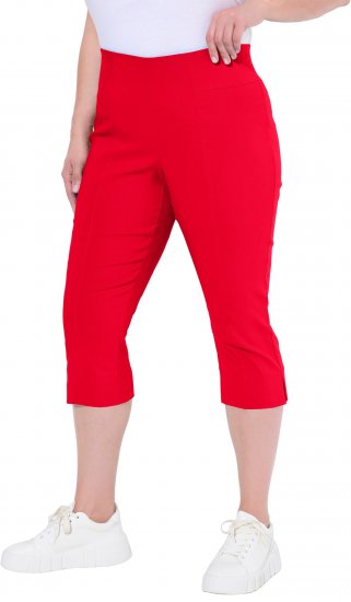 Ulla Popken Bengaline Elastic Waist Stretch Capri Pants Red - Jeans & Calças Femininas em Tamanhos Grandes – Plus Size - 