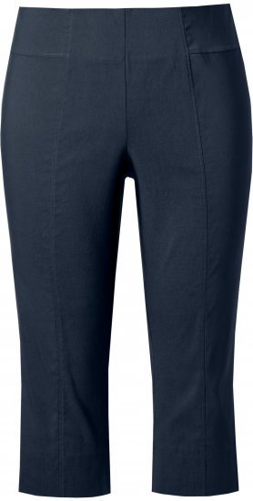 Ulla Popken Bengaline Elastic Waist Stretch Capri Pants Navy Blue - Jeans & Calças Femininas em Tamanhos Grandes – Plus Size - 