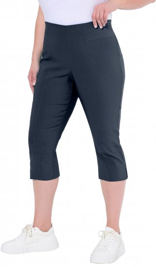 Ulla Popken Bengaline Elastic Waist Stretch Capri Pants Navy Blue - Jeans & Calças Femininas em Tamanhos Grandes – Plus Size - 