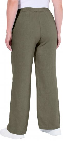 Ulla Popken Drawstring Elastic Waist Mary Fit Linen Pants Loden Green - Jeans & Calças Femininas em Tamanhos Grandes – Plus Size - 