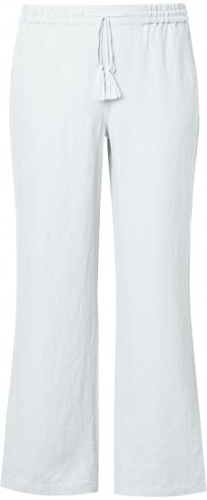 Ulla Popken Drawstring Elastic Waist Mary Fit Linen Pants Snow White - Jeans & Calças Femininas em Tamanhos Grandes – Plus Size - 