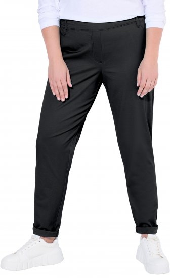 Ulla Popken Chino Elastic Waist Stretch Cotton Pants Black - Jeans & Calças Femininas em Tamanhos Grandes – Plus Size - 