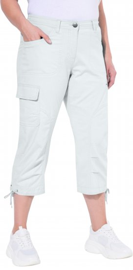 Ulla Popken Stretch Cotton Cargo Crop Pants Snow White - Jeans & Calças Femininas em Tamanhos Grandes – Plus Size - 