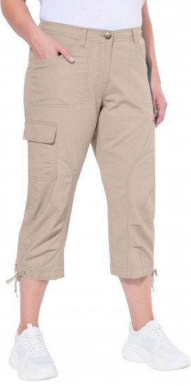 Ulla Popken Stretch Cotton Cargo Crop Pants Beige - Jeans & Calças Femininas em Tamanhos Grandes – Plus Size - 