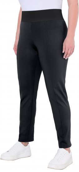 Ulla Popken Slim Leg Sienna Fit Ponte Stretch Knit Pants Black - Jeans & Calças Femininas em Tamanhos Grandes – Plus Size - 