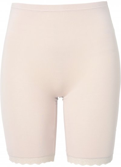 Ulla Popken Lace Hem Stretch Viscose Knit Bicycle Length Lounge Shorts Beige - Jeans & Calças Femininas em Tamanhos Grandes – Plus Size - 