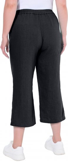 Ulla Popken Cool Linen Elastic Waist Capri Pants Black - Jeans & Calças Femininas em Tamanhos Grandes – Plus Size - 