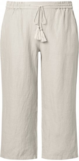 Ulla Popken Cool Linen Elastic Waist Capri Pants Brown - Jeans & Calças Femininas em Tamanhos Grandes – Plus Size - 