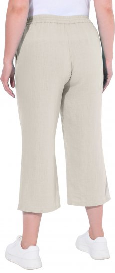 Ulla Popken Cool Linen Elastic Waist Capri Pants Brown - Jeans & Calças Femininas em Tamanhos Grandes – Plus Size - 