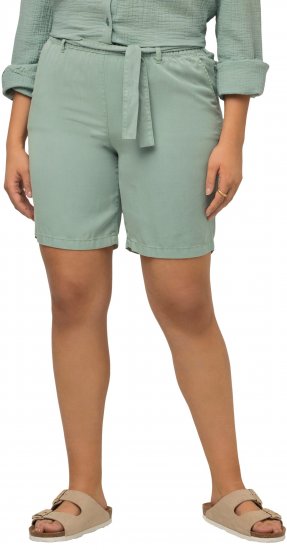Ulla Popken Tie Belt Lyocell Shorts Moss Green - Jeans & Calças Femininas em Tamanhos Grandes – Plus Size - 