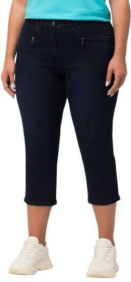 Ulla Popken Cropped Stretch Blend Mony Jeans Denim Blue - Jeans & Calças Femininas em Tamanhos Grandes – Plus Size - 