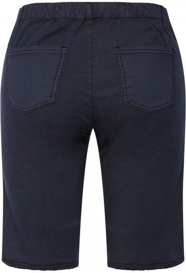 Ulla Popken Frayed Hemline Elastic Waistband Bermuda Shorts Navy - Jeans & Calças Femininas em Tamanhos Grandes – Plus Size - 
