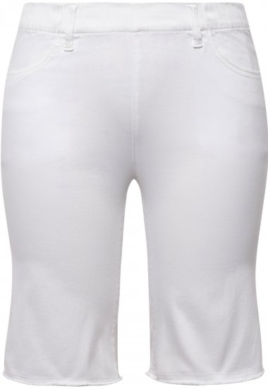 Ulla Popken Frayed Hemline Elastic Waistband Bermuda Shorts Snow White - Jeans & Calças Femininas em Tamanhos Grandes – Plus Size - 