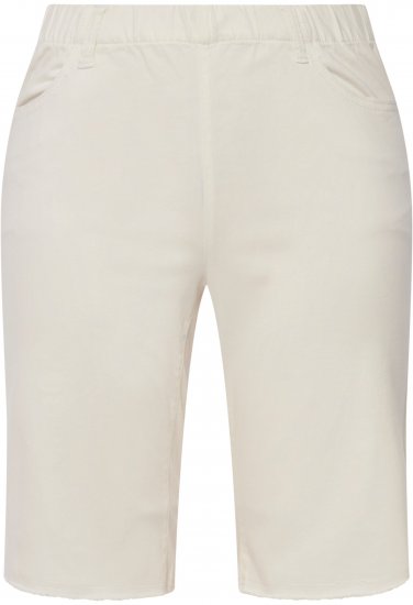 Ulla Popken Frayed Hemline Elastic Waistband Bermuda Shorts White - Jeans & Calças Femininas em Tamanhos Grandes – Plus Size - 