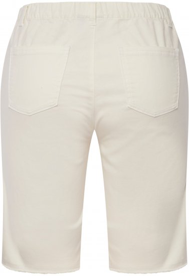 Ulla Popken Frayed Hemline Elastic Waistband Bermuda Shorts White - Jeans & Calças Femininas em Tamanhos Grandes – Plus Size - 