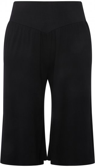 Ulla Popken Wide Leg Flared Bermuda Shorts Black - Jeans & Calças Femininas em Tamanhos Grandes – Plus Size - 