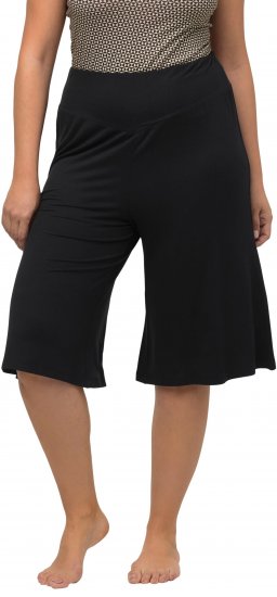 Ulla Popken Wide Leg Flared Bermuda Shorts Black - Jeans & Calças Femininas em Tamanhos Grandes – Plus Size - 