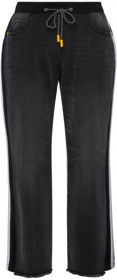 Ulla Popken Side Stripe Stretch Fit Boyfriend Jeans Black - Jeans & Calças Femininas em Tamanhos Grandes – Plus Size - 