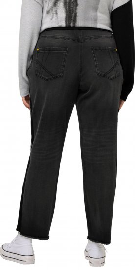 Ulla Popken Side Stripe Stretch Fit Boyfriend Jeans Black - Jeans & Calças Femininas em Tamanhos Grandes – Plus Size - 