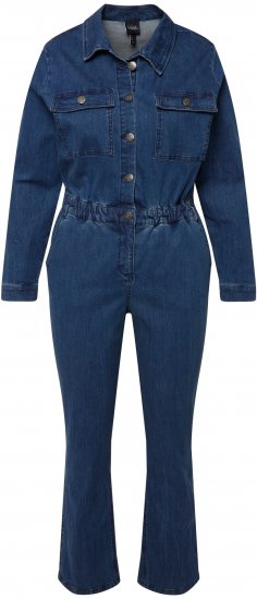 Ulla Popken Denim Boiler Suit Blue Denim - Jeans & Calças Femininas em Tamanhos Grandes – Plus Size - 