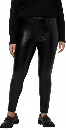 Ulla Popken Faux Leather Leggings Black - Jeans & Calças Femininas em Tamanhos Grandes – Plus Size - 