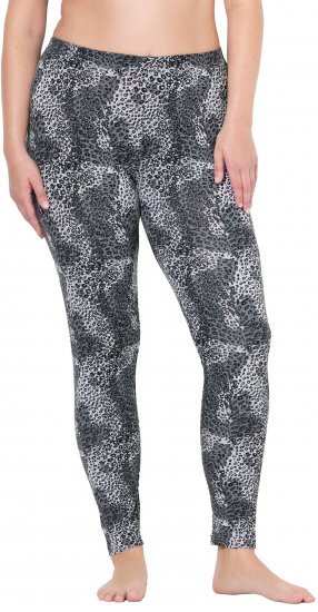 Ulla Popken Leopard Print Leggings Black - Jeans & Calças Femininas em Tamanhos Grandes – Plus Size - 