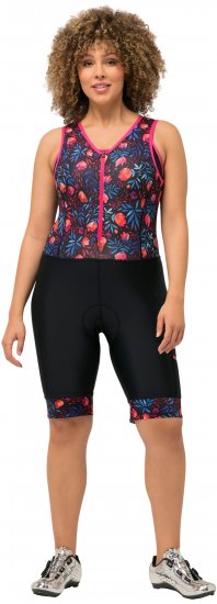 Ulla Popken Functional Padded Zip Front Cycling Leotard Black - Jeans & Calças Femininas em Tamanhos Grandes – Plus Size - 