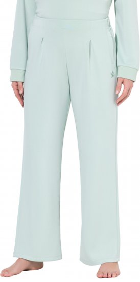 Ulla Popken Box Pleat Stretch Fit Yoga Pants Light Blue - Jeans & Calças Femininas em Tamanhos Grandes – Plus Size - 