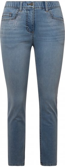 Ulla Popken Rhinestone Detail Stretch Fit Skinny Jeans Blue - Jeans & Calças Femininas em Tamanhos Grandes – Plus Size - 