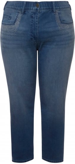 Ulla Popken Rhinestone Detail Stretch Fit Skinny Jeans Blue Denim - Jeans & Calças Femininas em Tamanhos Grandes – Plus Size - 