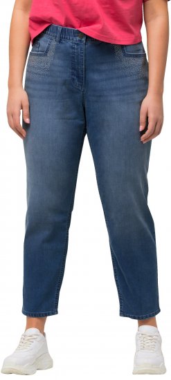 Ulla Popken Rhinestone Detail Stretch Fit Skinny Jeans Blue Denim - Jeans & Calças Femininas em Tamanhos Grandes – Plus Size - 
