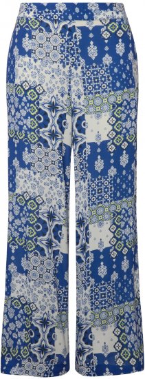 Ulla Popken Paisley Straight Leg Pull On Pants Blue - Jeans & Calças Femininas em Tamanhos Grandes – Plus Size - 