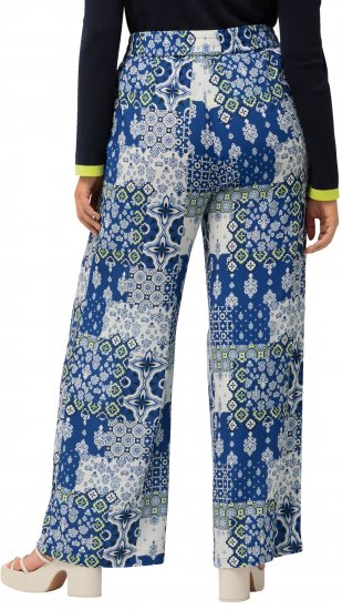 Ulla Popken Paisley Straight Leg Pull On Pants Blue - Jeans & Calças Femininas em Tamanhos Grandes – Plus Size - 
