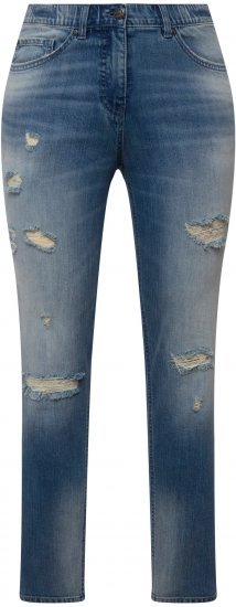Ulla Popken Distressed Stretch Fit Sarah Jeans Blue - Jeans & Calças Femininas em Tamanhos Grandes – Plus Size - 