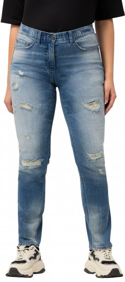 Ulla Popken Distressed Stretch Fit Sarah Jeans Blue - Jeans & Calças Femininas em Tamanhos Grandes – Plus Size - 