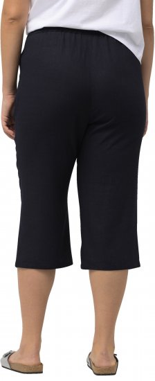 Ulla Popken Cropped Linen Blend Elastic Waist Pants Navy - Jeans & Calças Femininas em Tamanhos Grandes – Plus Size - 