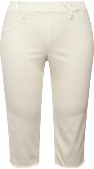 Ulla Popken Stretch Fit Raw Hem Capris Snow White - Jeans & Calças Femininas em Tamanhos Grandes – Plus Size - 