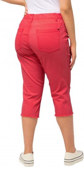 Ulla Popken Stretch Fit Raw Hem Capris Dark Coral - Jeans & Calças Femininas em Tamanhos Grandes – Plus Size - 