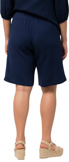 Ulla Popken Muslin Elastic Waist Wide Leg Shorts Blue - Jeans & Calças Femininas em Tamanhos Grandes – Plus Size - 