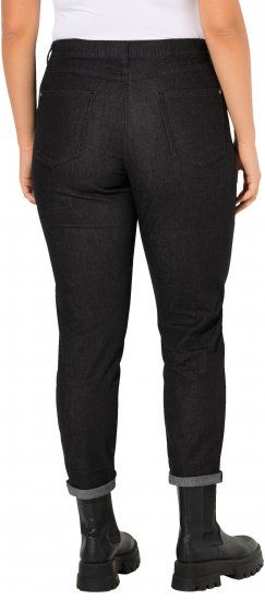 Ulla Popken Raw Denim Stripe Stretch Fit Jeans Black - Jeans & Calças Femininas em Tamanhos Grandes – Plus Size - 