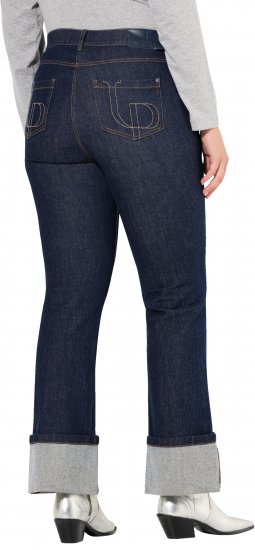 Ulla Popken Turn Up Hem Wide Leg Mary Jeans Grey Denim - Jeans & Calças Femininas em Tamanhos Grandes – Plus Size - 