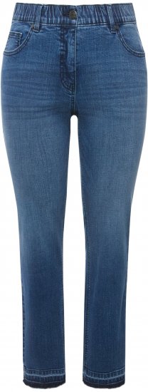 Ulla Popken Fringed Hem Stretch Fit Jeans Denim Blue - Jeans & Calças Femininas em Tamanhos Grandes – Plus Size - 