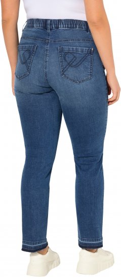 Ulla Popken Fringed Hem Stretch Fit Jeans Denim Blue - Jeans & Calças Femininas em Tamanhos Grandes – Plus Size - 