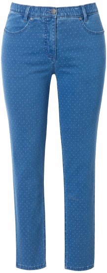 Ulla Popken Polka Dot Stretch Fit Jeans Blue Denim - Jeans & Calças Femininas em Tamanhos Grandes – Plus Size - 